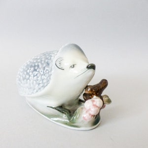 Vintage Hungarian,Zsolnay porcelain animal figurine,hedgehog with flowers FREE SHIPPING