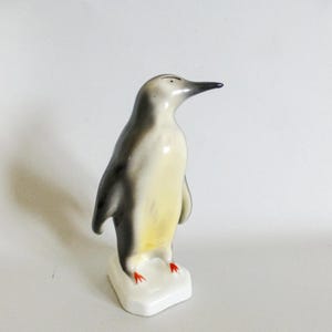 Vintage Porcelain Penguin Figurine: Signed Pottery Bird Statuette