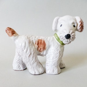 Vintage Pottery Terrier Figurine: Handmade Hungarian Dog Statuette