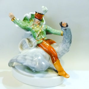 Herend porcelain figurine,hussar fights the dragon,Antique,Hungarian Herend porcelain  FREE SHIPPING