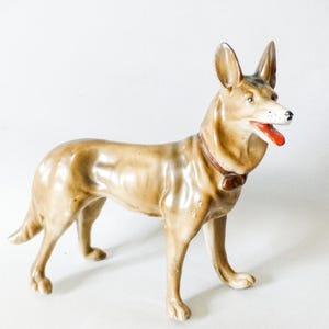 Rare German shepherd statue,Vintage porcelain dog figurine FREE SHIPPING