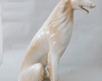 Large Borzoi statue,Vintage Hungarian Hollohaza porcelain dog figurine FREE SHIPPING WORLDWIDE