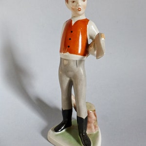 Antique Hungarian Hollohaza figurine,1950s Boy figurine,Wodcutter boy, stamped,hand painted FREE SHIPPING