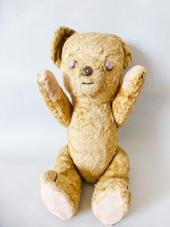 Osito de peluche antiguo relleno de paja: juguete vintage