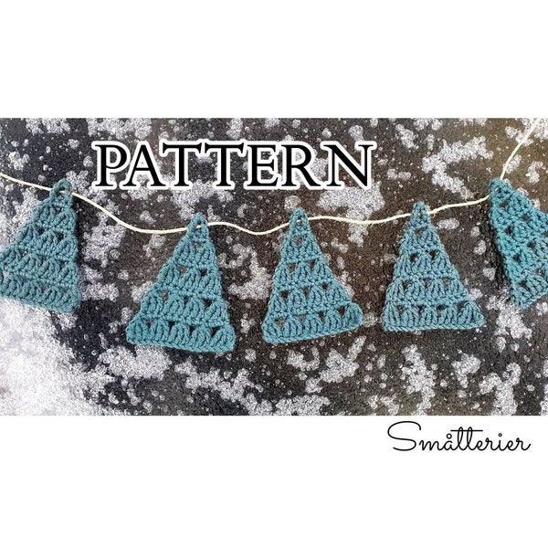 PATTERN: Christmas Tree Bunting ~ Crochet, hekle, haken, virka,hækle, häkeln, kroşe