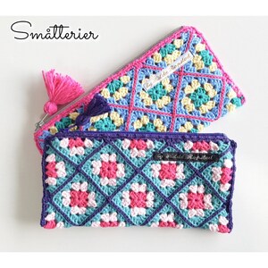 PATTERN: Granny Square Pencil Case with lining Cochet pattern, hekle, virka, krose, tejer image 6