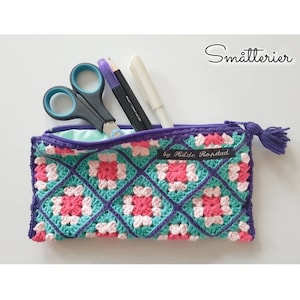 PATTERN: Granny Square Pencil Case with lining Cochet pattern, hekle, virka, krose, tejer image 2