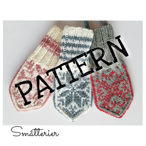 PATTERN: Baby Selbu Mittens Knitting Size 3-6 months Strikke Örgü Tejer Tricot Stricken