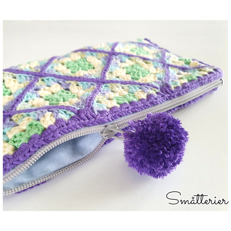 PATTERN: Granny Square Pencil Case with lining Cochet pattern, hekle, virka, krose, tejer image 9