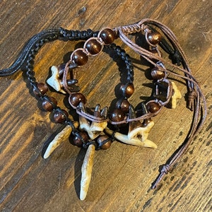 Witch Charm Wolf Canine Replica Tooth Shamballa Beaded Bracelet