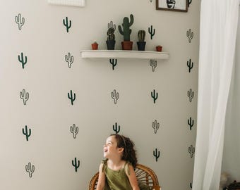 Hollow + Solid Cactus Decal Set // Desert Cactus Wall Decals for Kids Room / Cactus Decal for Nursery / Cactus Wall Decor