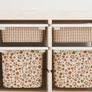 Hattie Floral Storage Bin Sticker // IKEA Trofast Wrap /  IKEA Storage Hack / Playroom Cubby Stickers