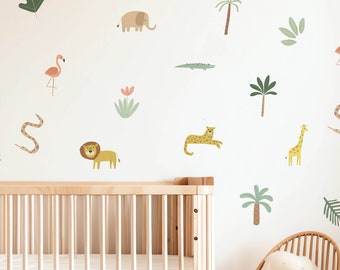 Jungle Adventures Wall Decals // Reusable + Removable Decals / Wild Animal Nursery for Boys or Girls