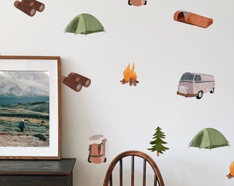 She Explores // Camping Wall Decals / Watercolor Decals