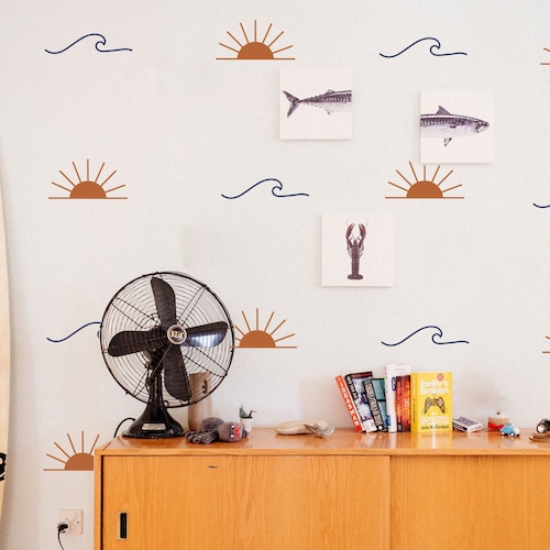 Sun and Wave Wall Decals / Beach Theme Nursery / Etsy