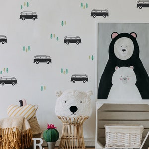 Vanlife Camping Wall Decals // Bus Decals for Kids Room / Boys Room Decor / Nursery Decal
