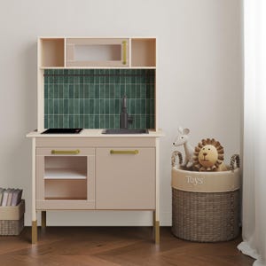 IKEA DUKTIG Play Kitchen in Green Tile // Play Kitchen Decal Set / IKEA Hack / Play Kitchen Stickers