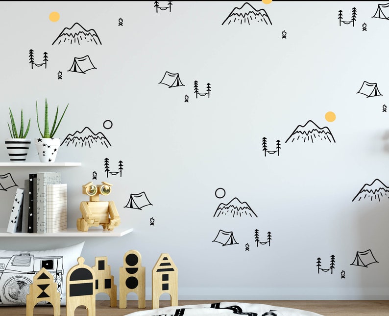 Mountain Wall Decal Camping Wall Decals Outdoor Stickers Etsy