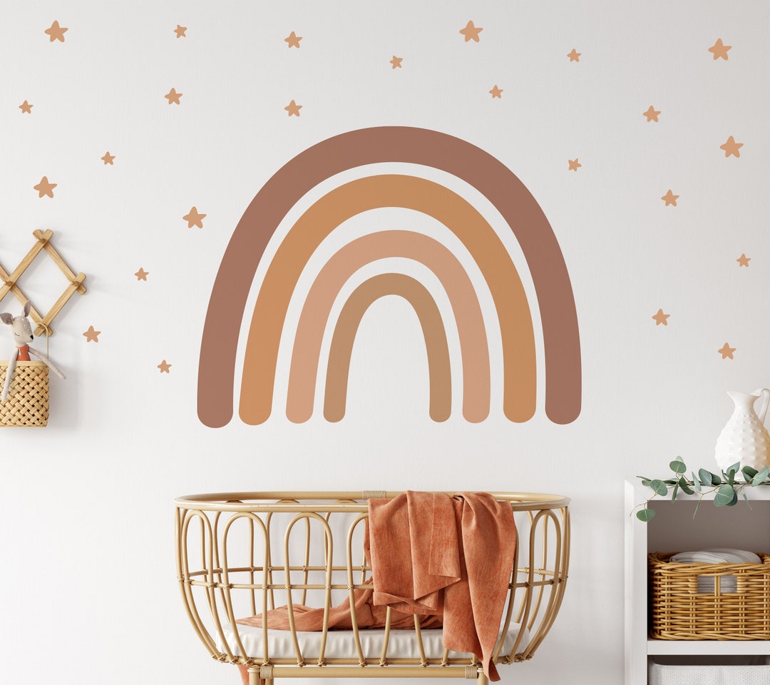 Boho Neutral Rainbow Fabric Wall Decal / Boho Nursery Decor / Neutral ...