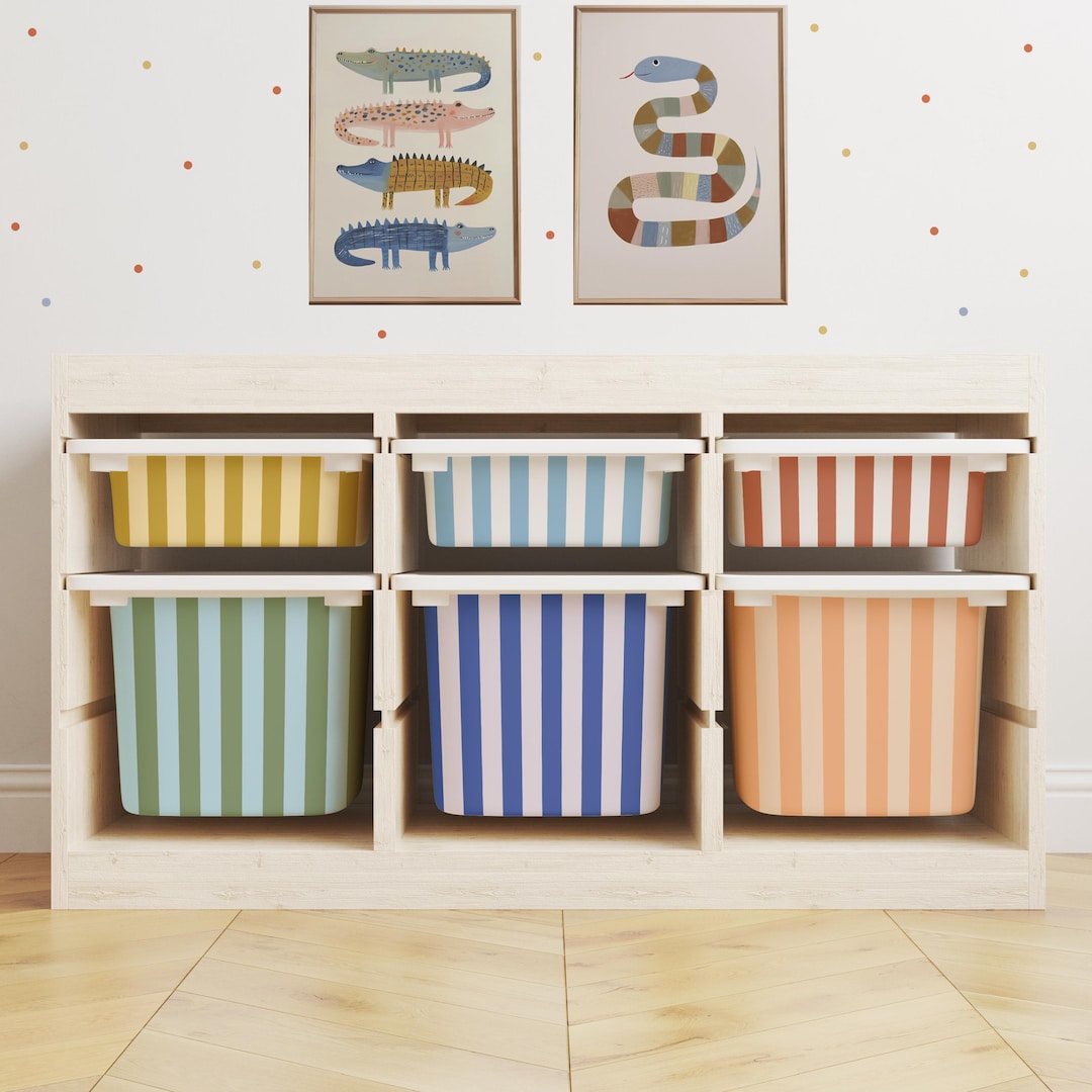 Storage Stickerbin Ziggy Bold Striped Storage Bin Stickers // IKEA Trofast Decal / IKEA ...