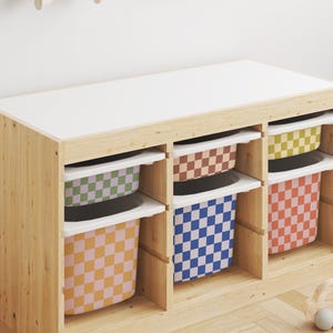 Ollie BOLD // 6 pack Trofast Bin Stickers / Checkerboard Storage Bin Sticker / IKEA Trofast Decal /  IKEA Storage Hack