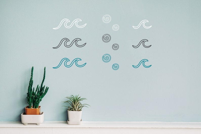 Surf S Up Wave Wall Decal Set Wave Decals Surfing Wall Decals Decals For Boygirl S Room Home Living Wall Decor Kromasol Com