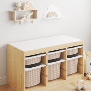 Charlotte Gingham Storage Bin Sticker // IKEA Trofast Wrap /  IKEA Storage Hack / Playroom Cubby Stickers / Girly Nursery