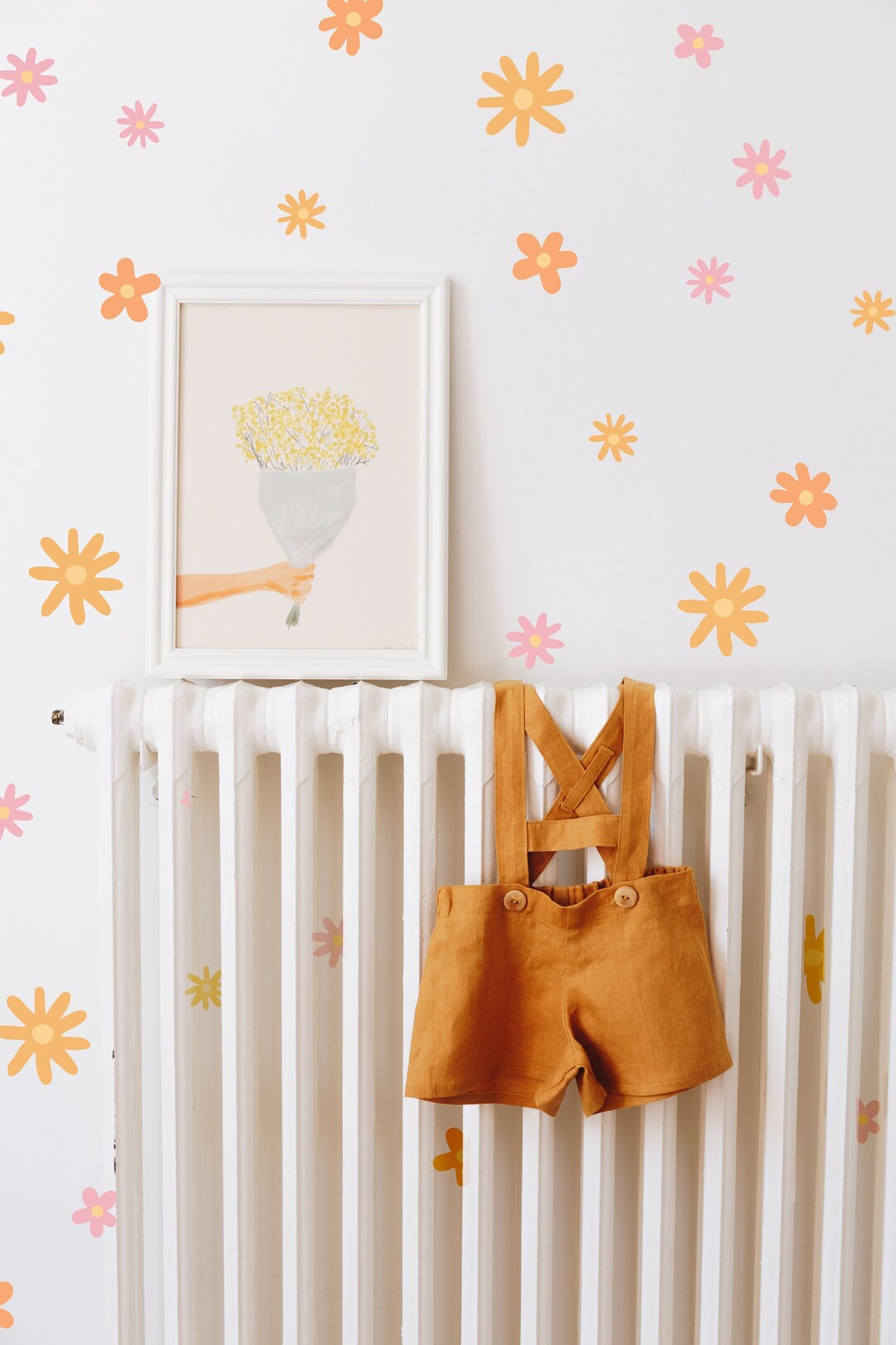 Retro Flower Wall Decal Set // Floral Wall Decals / Boho Etsy