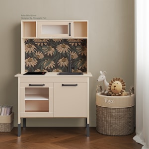 IKEA DUKTIG Play Kitchen in Boho Bliss// Play Kitchen Decal Set / IKEA Hack / Play Kitchen Stickers