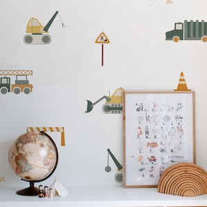Construction Truck Wall Decals // Digger Dumper Bulldozer Decor / Boy&#39;s Room / Truck Decoration