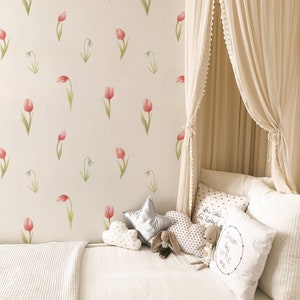 Tulip Garden Fabric Wall Decals // Wildflower Wall Decals // Watercolor Floral Decor / Boho Girl&#39;s Room Decor