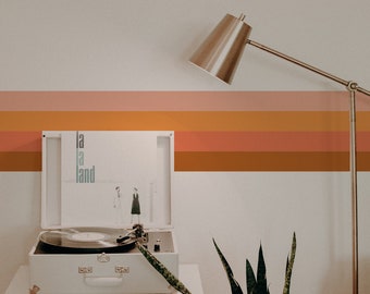 Retro Wallpaper Border // Boho Neutral Wall Border / Retro Stripes