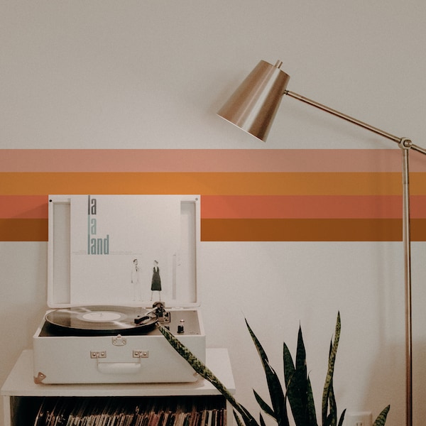 Retro Wallpaper Border // Boho Neutral Wall Border / Retro Stripes