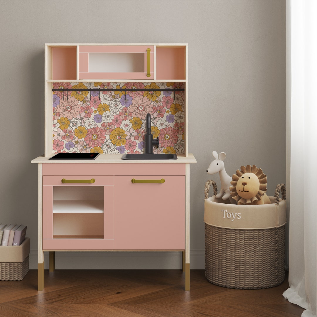 IKEA DUKTIG Play Kitchen in Purple Pink Retro Flowers // Play