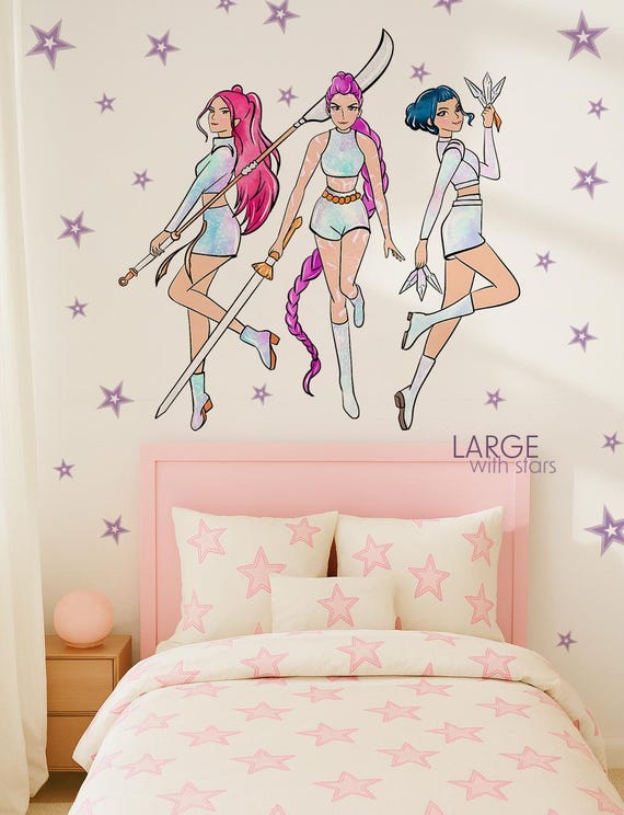 K-Pop Demon Hunter Wall Decals / Rumi, Mira and Zoey / Peel and Stick