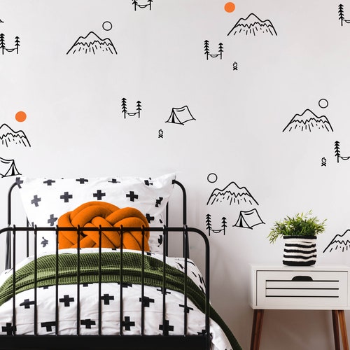 Mountain Wall Decal Camping Wall Decals Outdoor Stickers Etsy