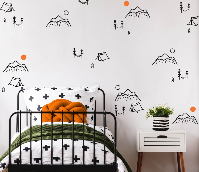 Mountain Wall Decal Camping Wall Decals Outdoor Stickers Etsy