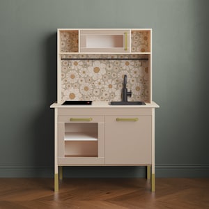 IKEA DUKTIG Play Kitchen in Carina Floral // Play Kitchen Decal Set / IKEA Hack / Play Kitchen Stickers / Boho Kids Room