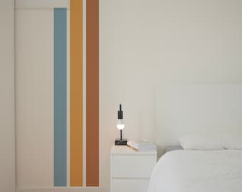 Striped Wall Border // Retro Stripes Wall Decals / Peel + Stick Stripes for Bedroom, Office, Nursery, Bathroom, Hallway / Assorted Sizes