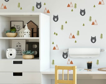 Woodland Bear in the Forest Wall Decals for Kid's Room or Nursery