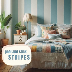 Create with Stripe Wall Decals / Wall Border // Retro Striped Wall Decals / Peel + Stick Stripes // Custom Stripes
