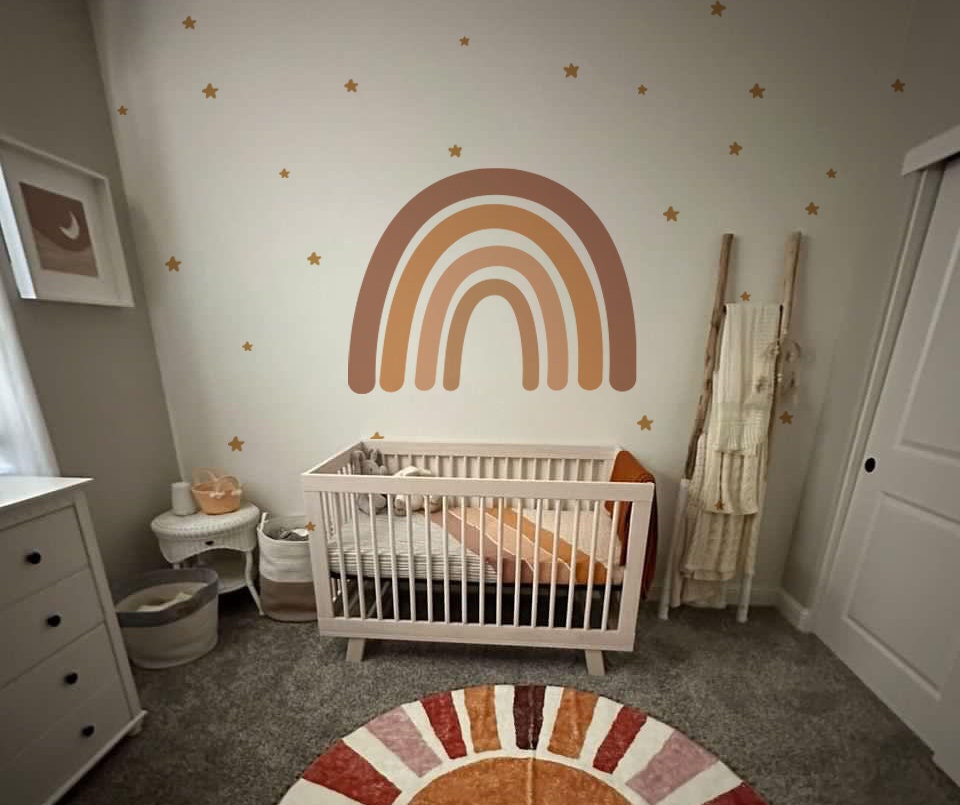 Boho Neutral Rainbow Fabric Wall Decal / Boho Nursery Decor / Neutral ...