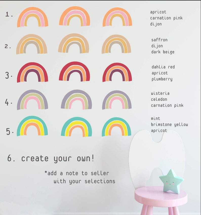 Boho Rainbow Wall Decals // Rainbow for Girls Room / Rainbow Etsy