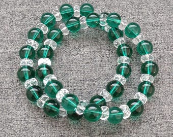 Green stretch bracelets, set of 2, 7.5 inch