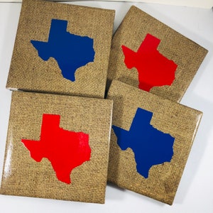 Red & Blue Texas Ceramic Coasters