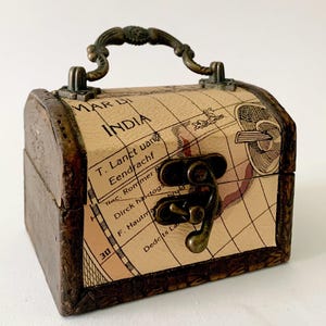 Wooden box, travel themed box, rustic wooden box, watch box, handmade wooden box, jewelry box