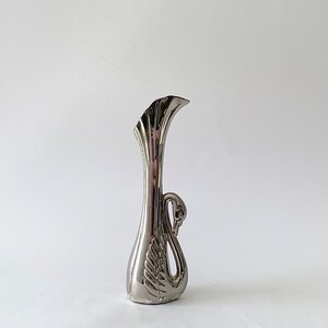 silver swan soliflore, metal swan vase, old soliflore, art deco soliflore, swan metal vase, silver soliflore, swan soliflore