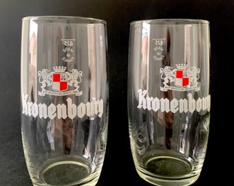 Kronenbourg beer glasses, Kronenbourg glasses, bar beer glasses, collectible beer glasses, vintage beer glasses, French beer glasses, Paris