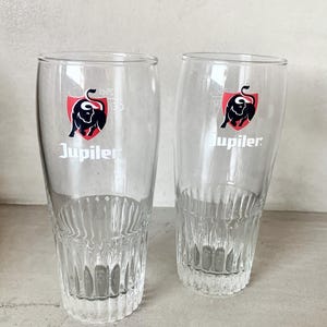 Two Vintage Jupiler Beer Glasses, Jupiler Glasses, Bar Beer Glasses, Beer Glasses, Vintage Beer Glasses, Jupiler Beer Mugs, 25 cl Glasses