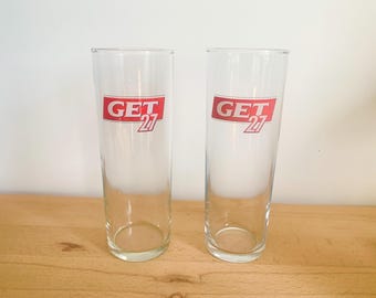 Two Get 27 glasses, Get 27 glasses, Get 27 vintage glasses, French bistro glasses